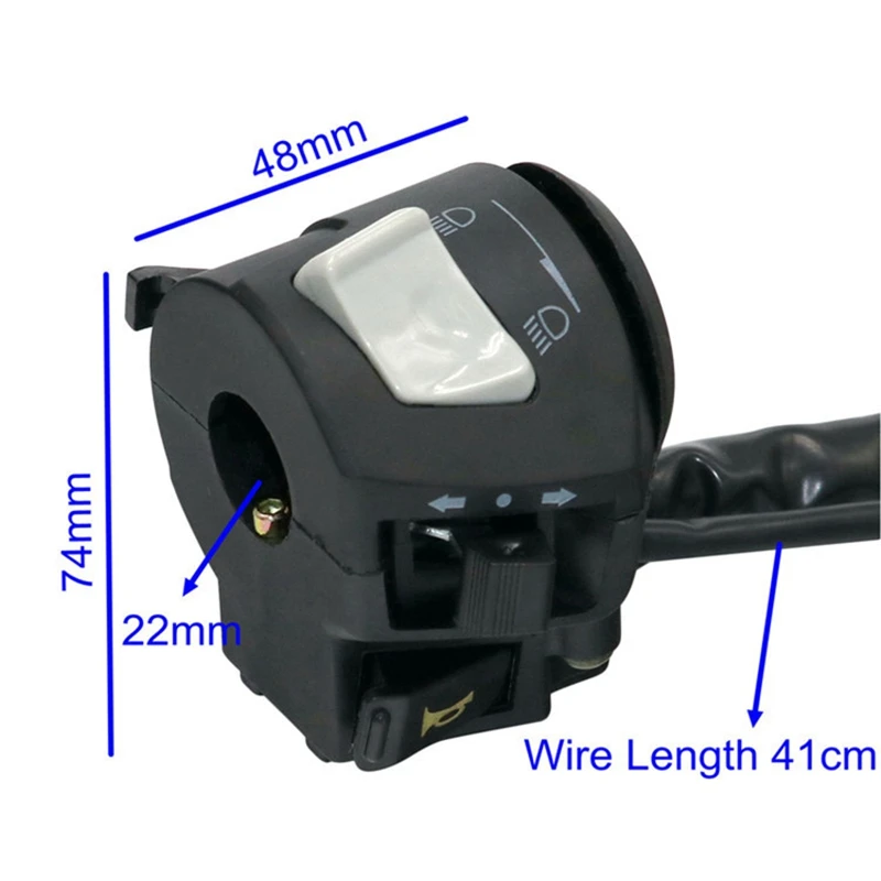 22mm barra do punho da motocicleta esquerda direita interruptores chifre sinal de volta farol início elétrico guiador controlador interruptor