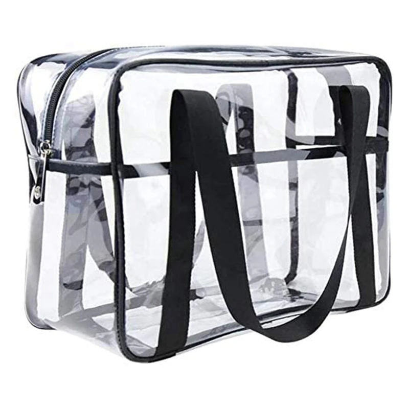 

Cosmetic Bag Transparent Handbag Thickened Cosmetic Bag Waterproof Makeup Artist Big Bag Diaper Shoulder Bag Beach Bag