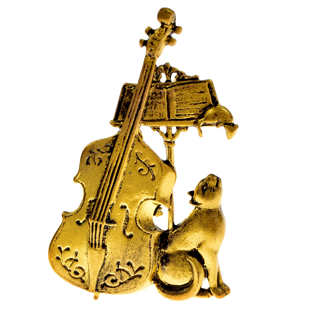 CINDY XIANG Metal Violin Guitar Brooches For Women And Men 2 Colors Vintage Punk Cute Animal Brooch Pins Jewelry Christmas Gift