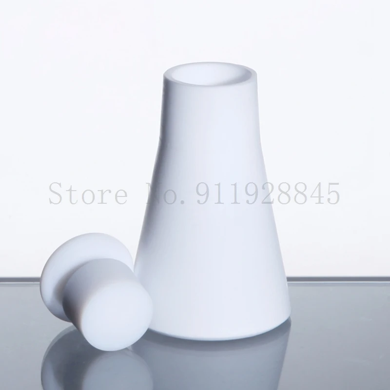 50 100 150mL Lab Polytef PTFE Erlenmeyer Conical Flask with Stopper Plug Laboratory Equipment