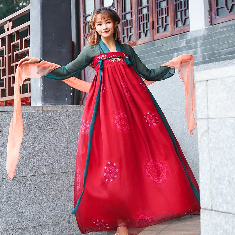 Traditional Women Hanfu Dress Fairy Princes Ancient Costume Red Chinese Clothing National Hanfu Suit for Cosplay Halloween