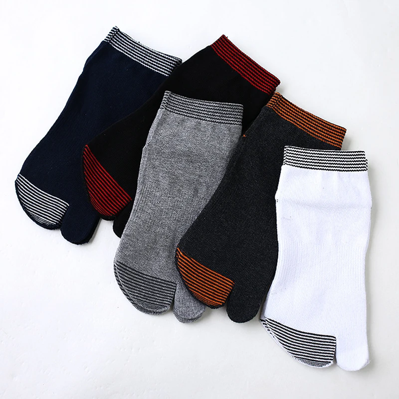 5 pairs Summer Sports Socks Japanese Flip Flop Sandal Split Toe Tabi Sock for Men Casual or Active Wear Cotton Ankle Socks