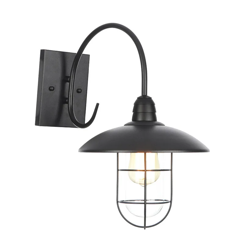 Indoor and Outdoor Vintage Waterproof Wall Lamp, E27 Filament Bulb, Black Retro Light, Foyerwall Sconce Led Light Fixtures, AC 1