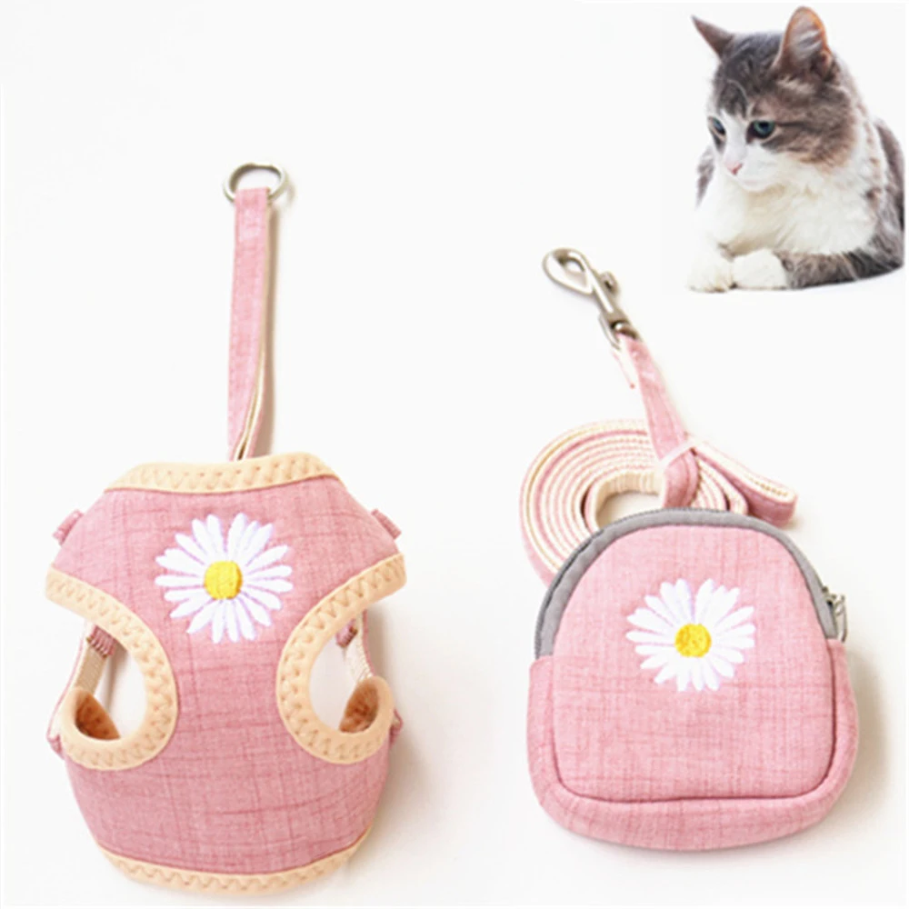 Miflame-Arnés con bordado de margaritas para perro, accesorios para perros pequeños, Collar de Chihuahua de Pomerania, Collar de flores para mascotas