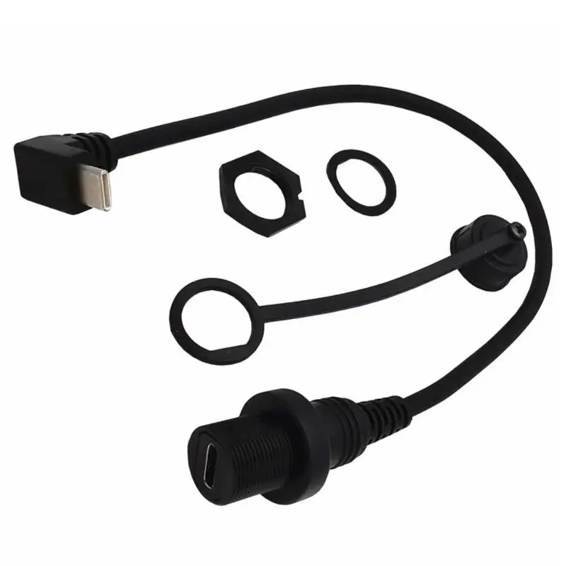 90 degree Right USB-C IP67 Waterproof Cable USB Type-c 3.1 IP 67 Male to Female Panel Mount Water Proof Connector Extension cord