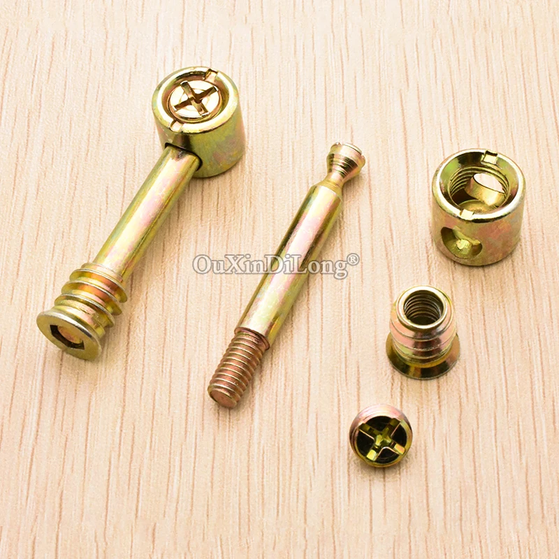 

10Sets 4 In 1 Furniture Connecting Accesories Cupboard Wardrobe Kitchen Cabinet Assembly Joint Fastener Screws Nut & Bolts Sets