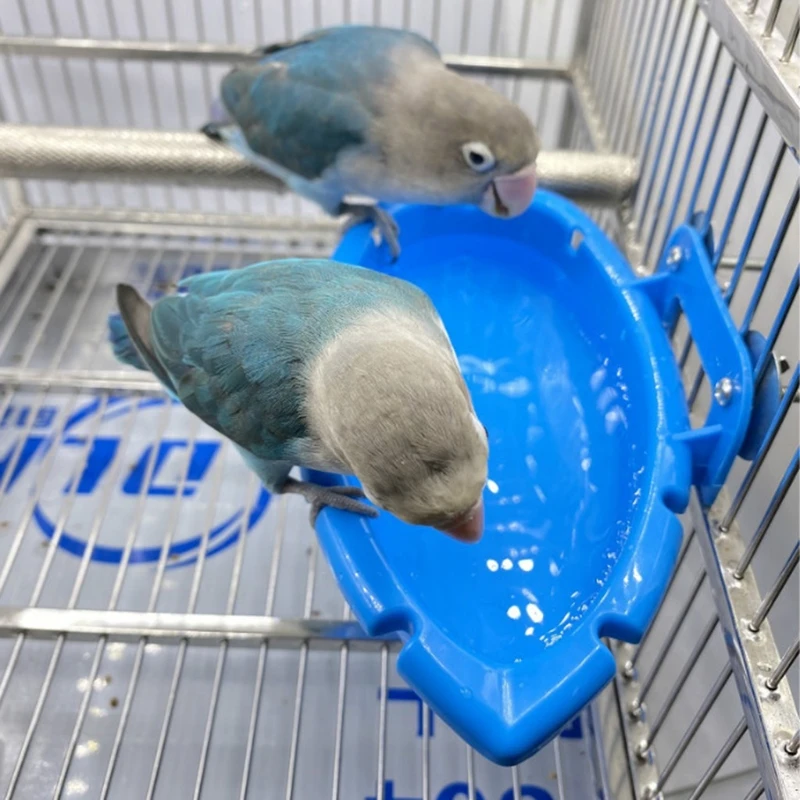 Bird Water Bathtub Pet Parrots Baths Cage Hanging Feeder Bowl Bathing Toy Shower Box Bird Cleaning Tool for Little Bird Canary