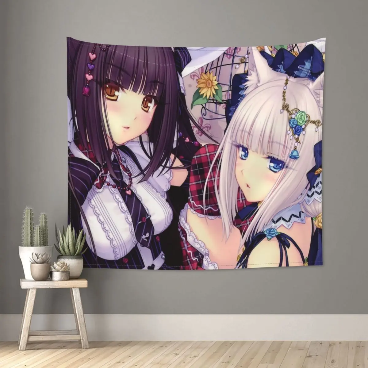 NEKOPARA Cute Tapestry Hippie Polyester Wall Hanging Anime Game Kawaii Home Decor Table Cover Witchcraft Wall Carpet