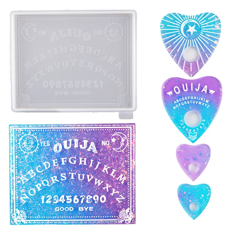 1pcs Ouija- Board Planchette Resin Molds Gothic Ouija- Board Game Keychain Pendant Epoxy Silicone Molds Jewelry Making for craft