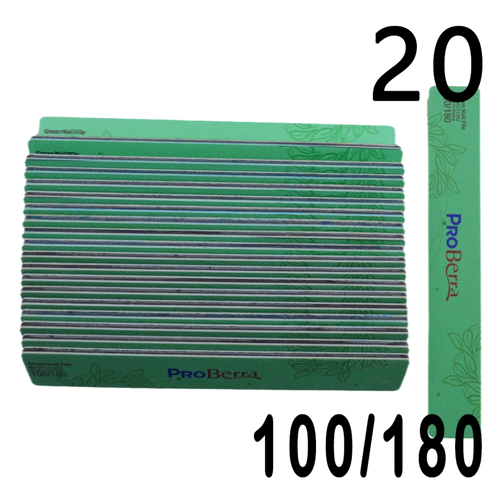 RolinStar Wholesale 20 piece GREEN Professional nail file Half Moon Sandpaper Nails Sanding paper For manicure Tools pedicure