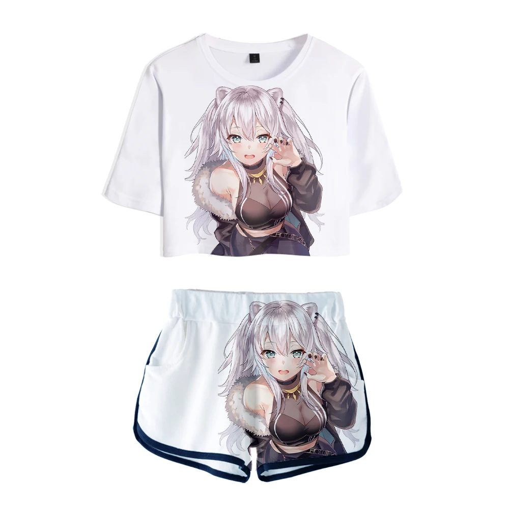 HOLOLIVE VTuber Shishiro Botan 3D Summer unisex Sets Sexy Short Tops+shorts Elastic Waist Suit Vitality Kawaii Two Piece Sets