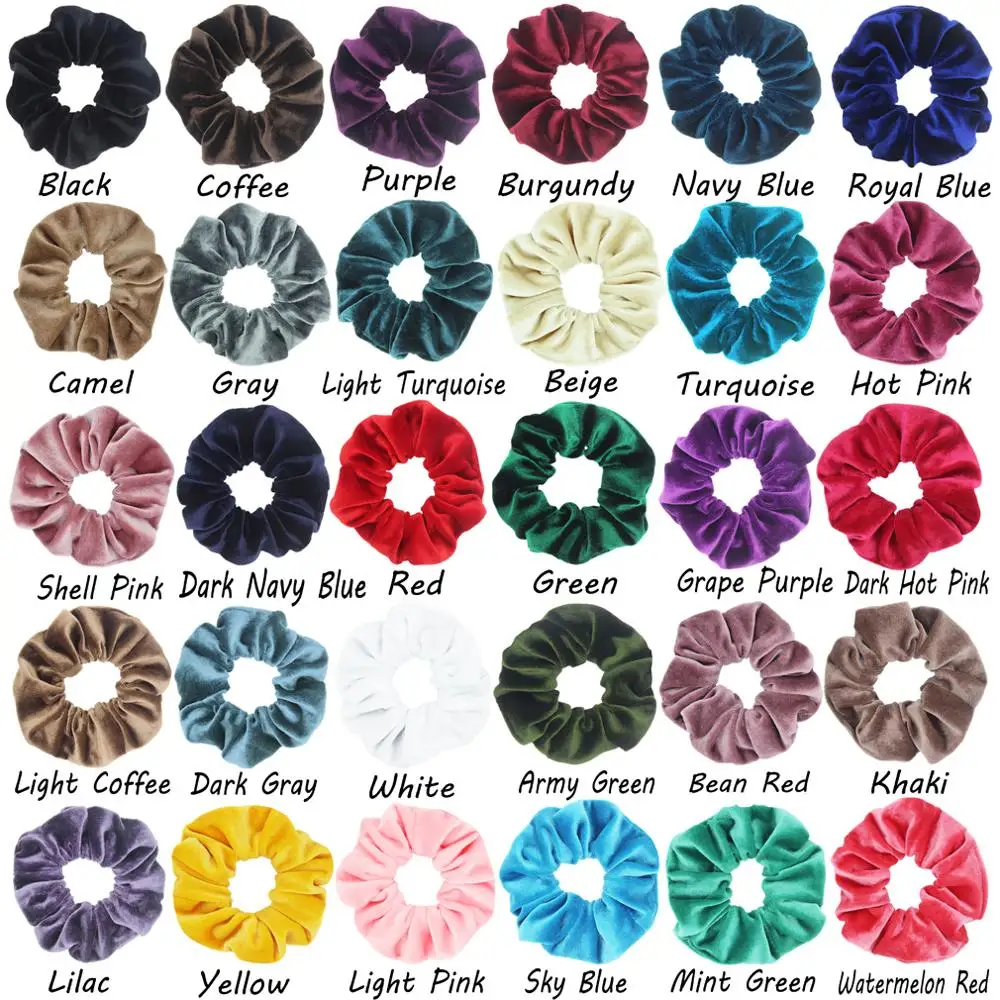 30Colors Korea Velvet Hair Scrunchie Elastic Hair Bands Solid Color Women Girls Headwear Ponytail Holder Hair Accessories