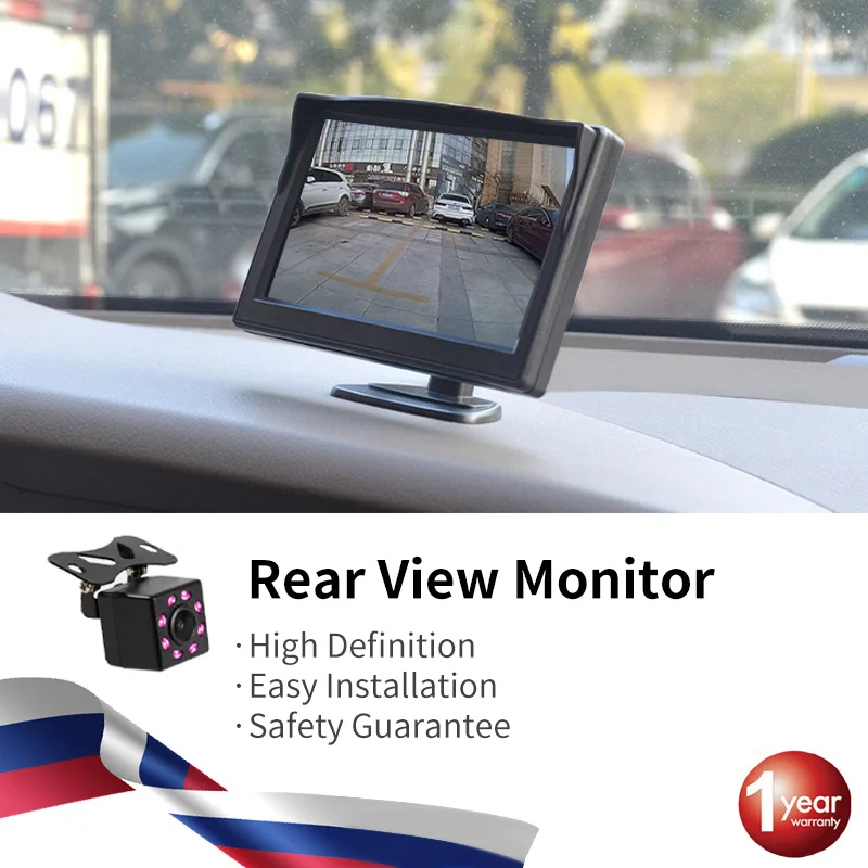 5 Inch Car Monitor TFT LCD HD Digital 16:9 800*480 Screen 2 Way Video Input Colorful For Reverse Rear View Camera DVD VCD