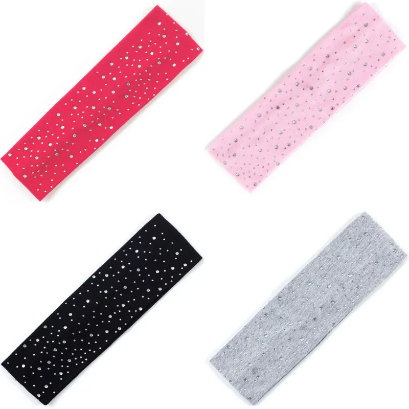 Children Rhinestone Flat Headbands Hair Girl Handmade Kids Elastic Unique Hairbands Dot Headwraps Candy Color Hair Accessories