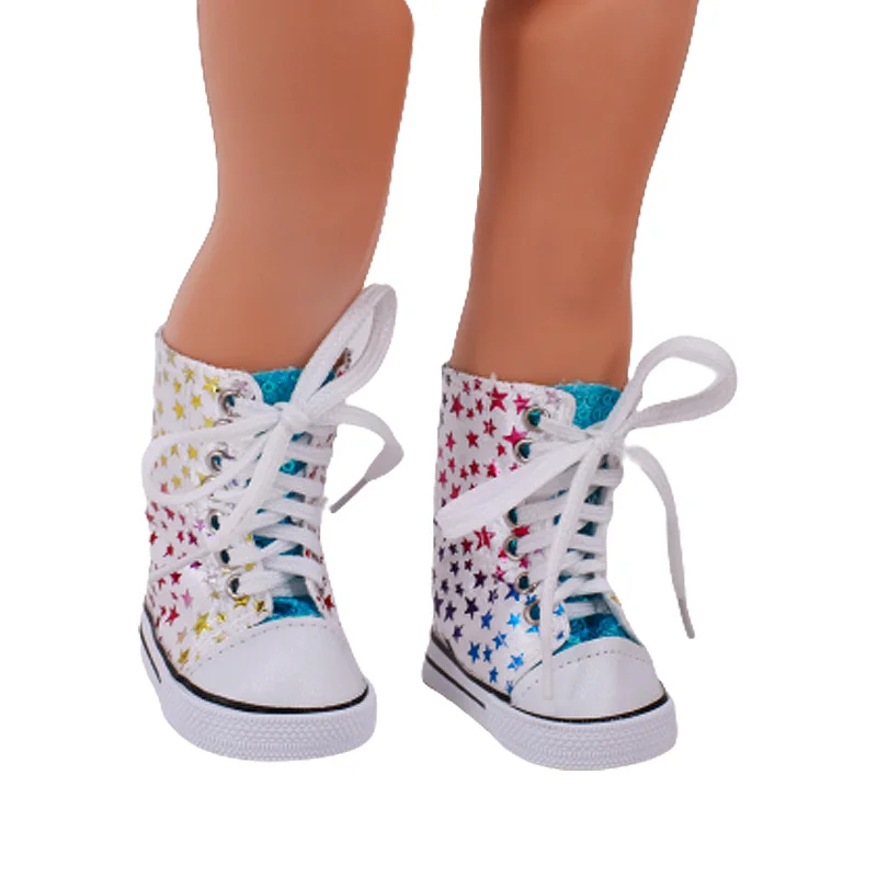 Cute Doll Shoes 7 cm High Quality For 18 Inch American Doll Girl Toy 43 Cm Baby New Born Clothes Accessories Our Generation