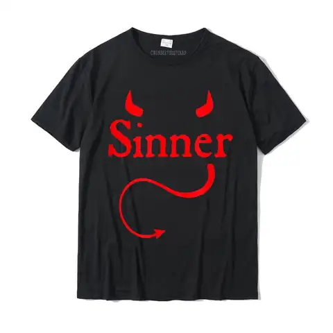 Sinner Devil Horns 테일 락 무신론자 Sin Lover 티셔츠 프린트 티셔츠 New Tops T Shirt Cotton Man Personalized