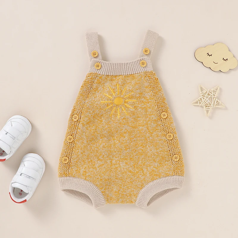 

Infant Baby Bodysuit Cotton Knit Newborn Girl Boy Playsuit Top Fashion Sling Toddler Clothing Sleeveless Solid Onesies Jumpsuits