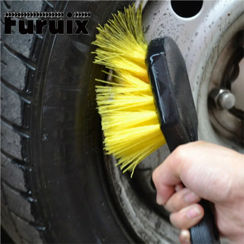 Wheel & Tire Brush, Car Wash Detail Brush Car Wash for Cleans Dirty Tires & Releases Dirt and Road Grime, Short Handle