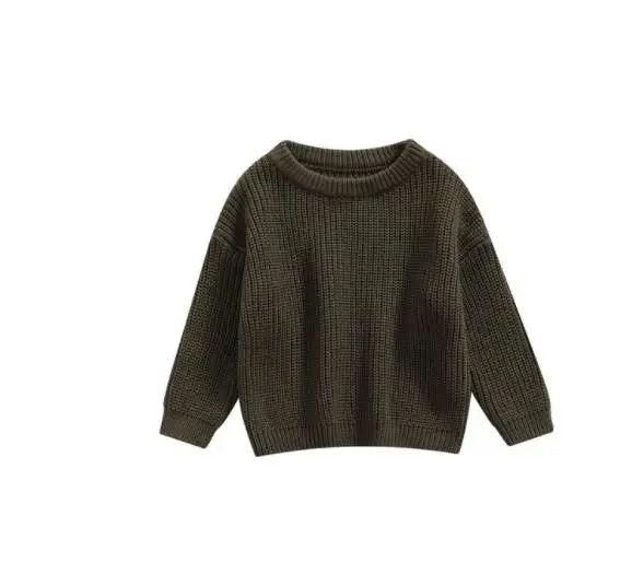 Winter Fall Baby Infant Woolen Sweater Boys Girls Solid Color Round Neck Long Sleeve Knitted Pullovers Sweaters Tops
