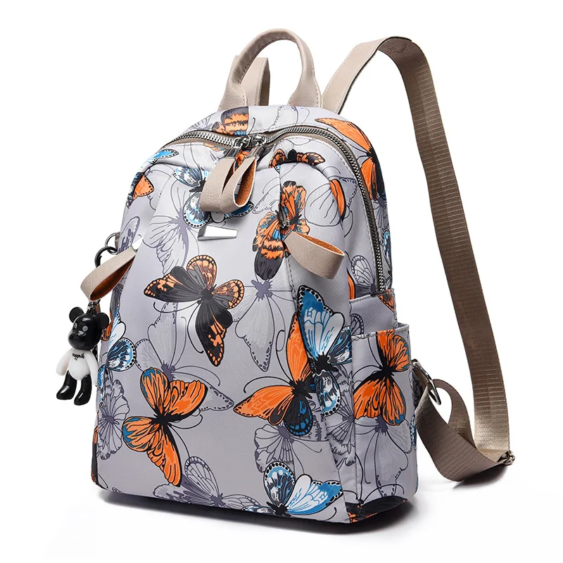 atinfor Anti-theft waterproof butterfly print backpack women small school bag for lady bookbag