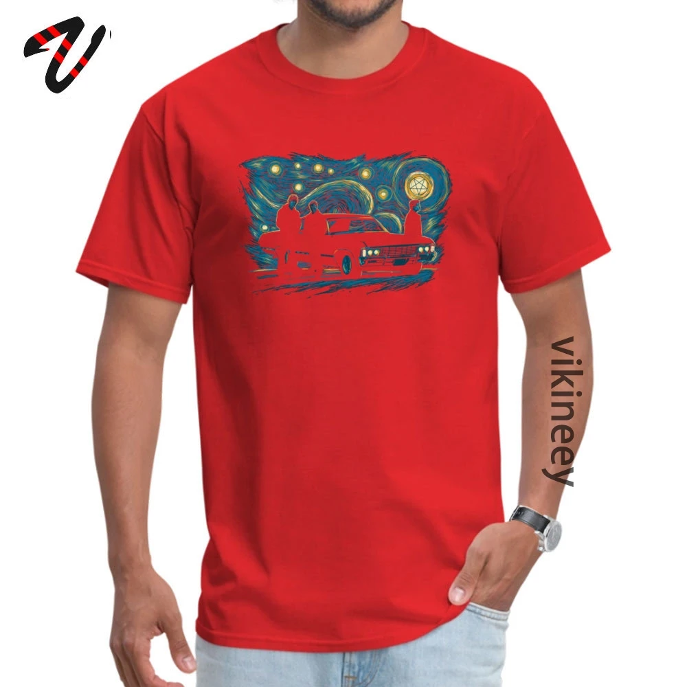 Supernatural Starry Night Aesthetic T Shirts Movie TV Mens Tops T Shirt 2020 Discount Custom Round Neck Tshirts for Male Custom