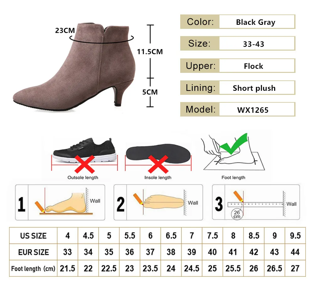 2021 szary moda kobiety botki na wysokim obcasie duży rozmiar 33-43 kobieta wysokie buty na obcasie boczne zamki damskie botki cienki obcas czarny