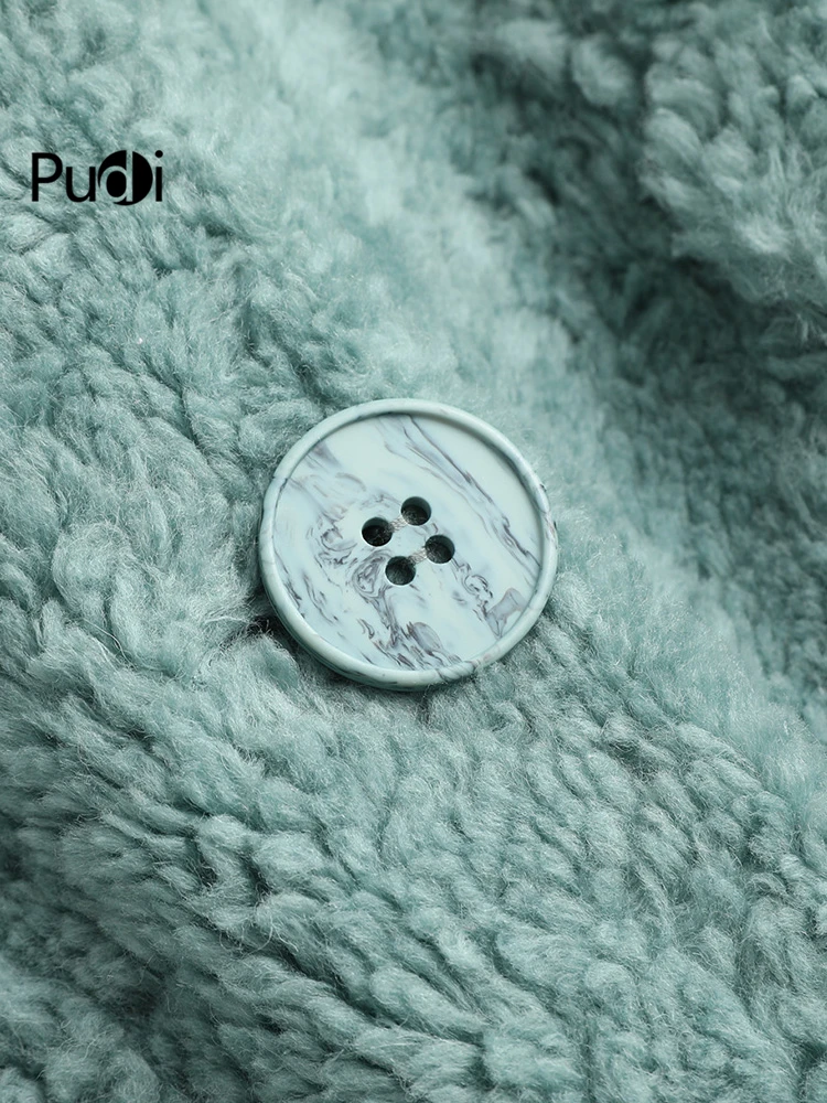 PUDI Women Winter Real Wool Fur Coat Jacket Female Girl Sheep Shearing Coats Lady Long Jacket Over Size Parkas French A19092