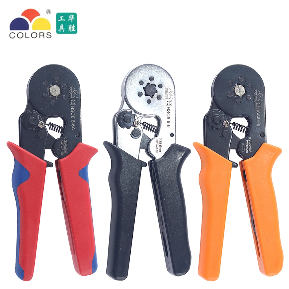 

HSC8 6-4A 0.25-6mm2 23-7AWG HSC8 6-6A 0.25-6mm2 MINI-TYPE SELF-ADJUSTABLE CRIMPING PLIER terminals crimping tools multi