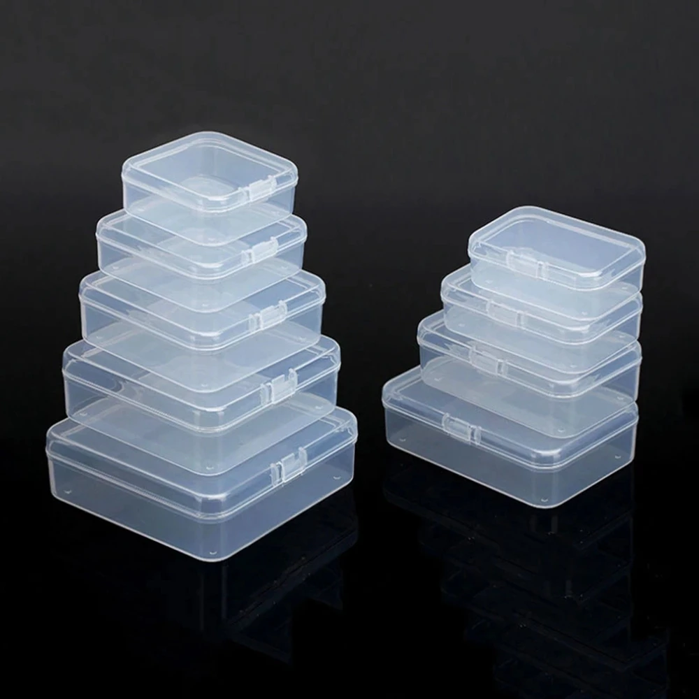 5 Sizes Square Plastic Transparent Storage Box Small Items Sundries Organizer Case Jewelry Beads Container Tools Accessories Box