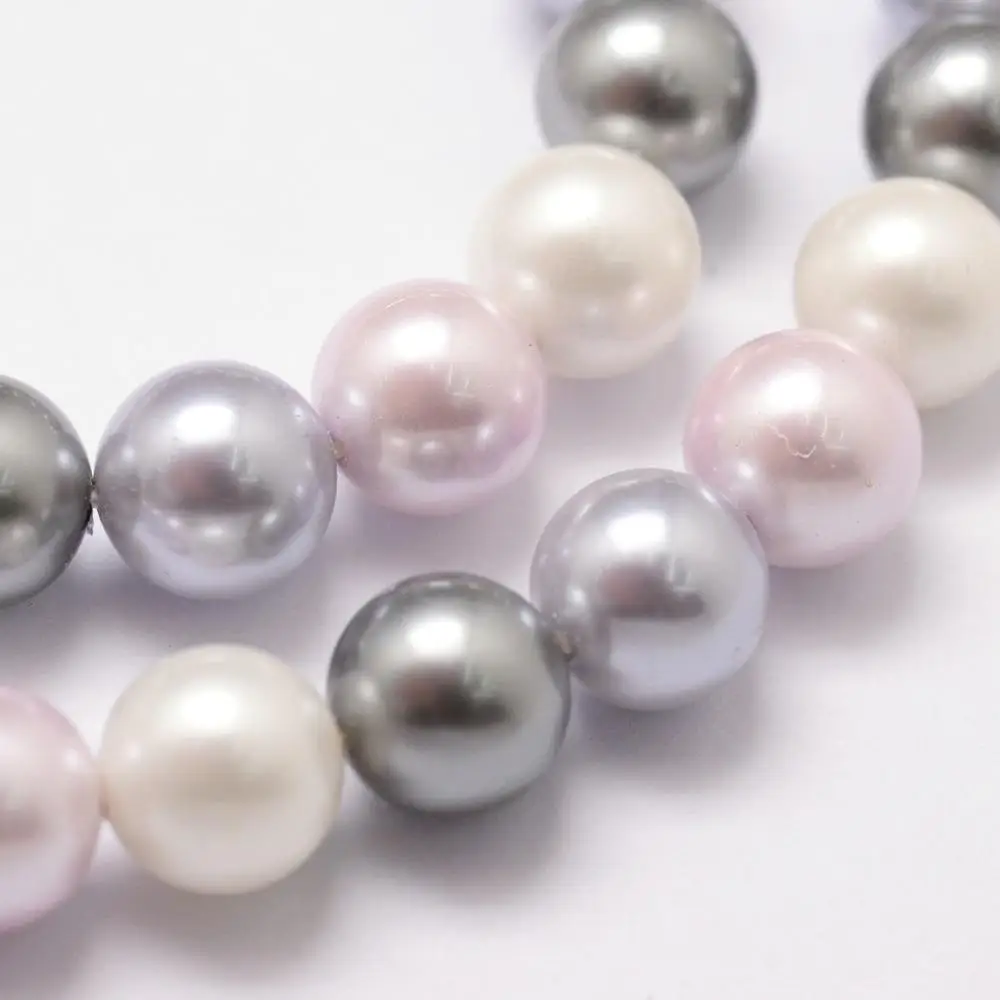 8mm Round Shell Pearl Bead Strands for Bracelets Earrings Necklaces Making Grade A Colorful Hole: 1mm; about 54pcs/strand, 16\