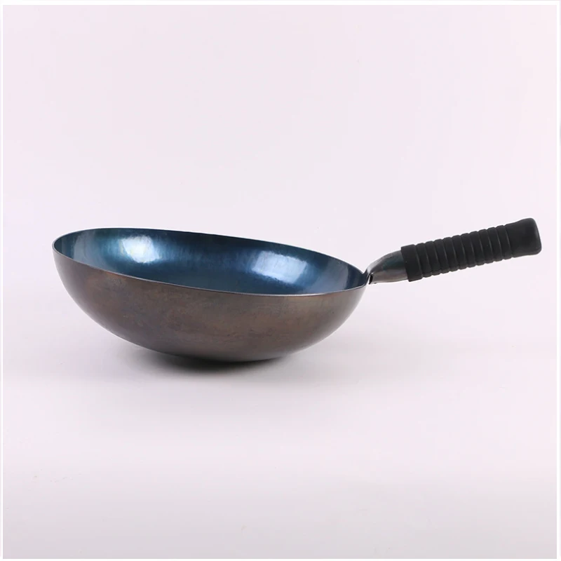 30cm Hand Forged Iron Wok Household Uncoated Cooking Pot Non-stick Thickened Iron Cookware