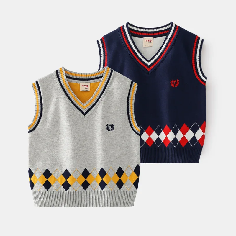 JENYA 2021 Spring&Autumn New Arrival Casual Boys Knitted Cotton  Vest Children Pullover Sweater Infant Baby Clothes Boy Waistcoa