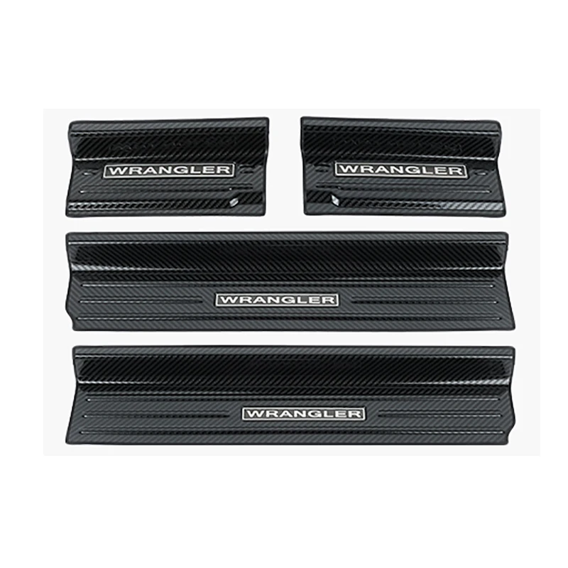 4X4 Stainless Steel Carbon Fiber Color Exterior Door Welcome Threshold Pedal Decorative Cover Fit For Jeep Wrangler JL 2018-2022