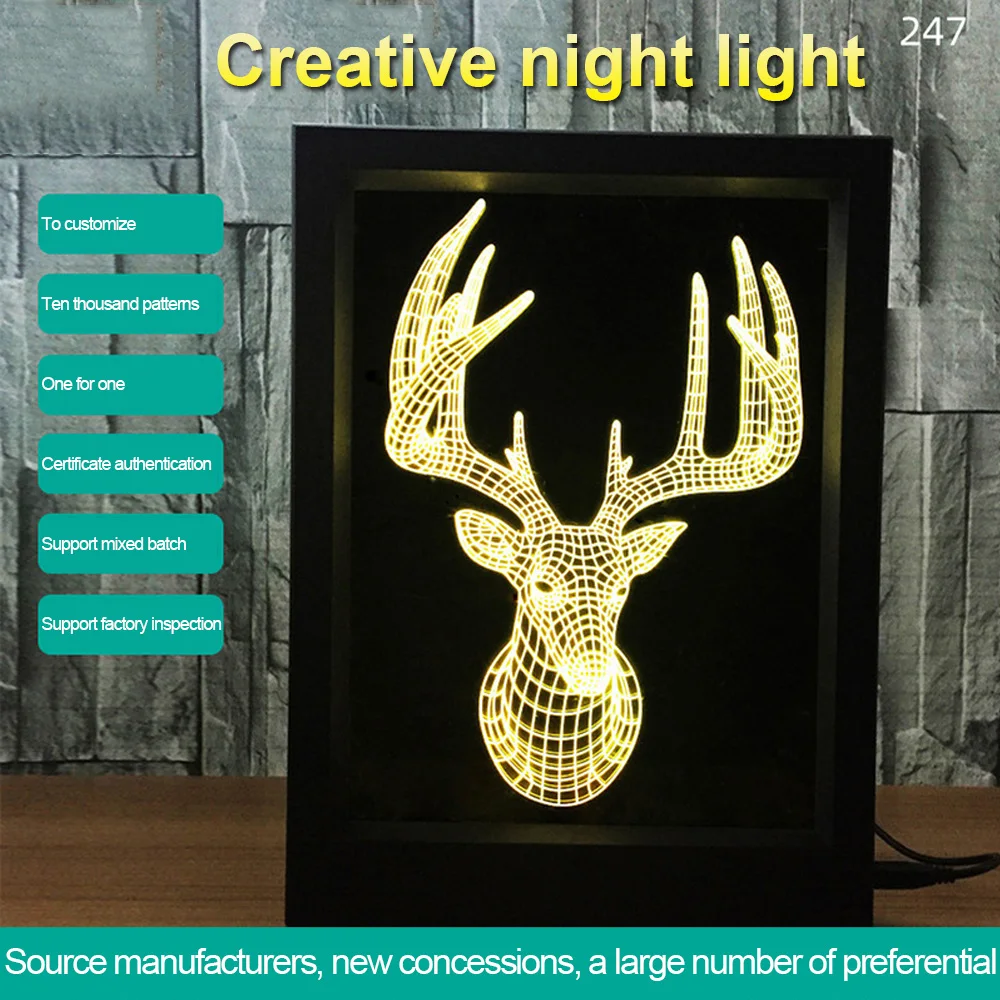 

Led Decorative Atmosphere Photo Frame Lamp Christmas Fashion Creative 3d Cartoon Characters Gift Table Bedside LampD17(2)
