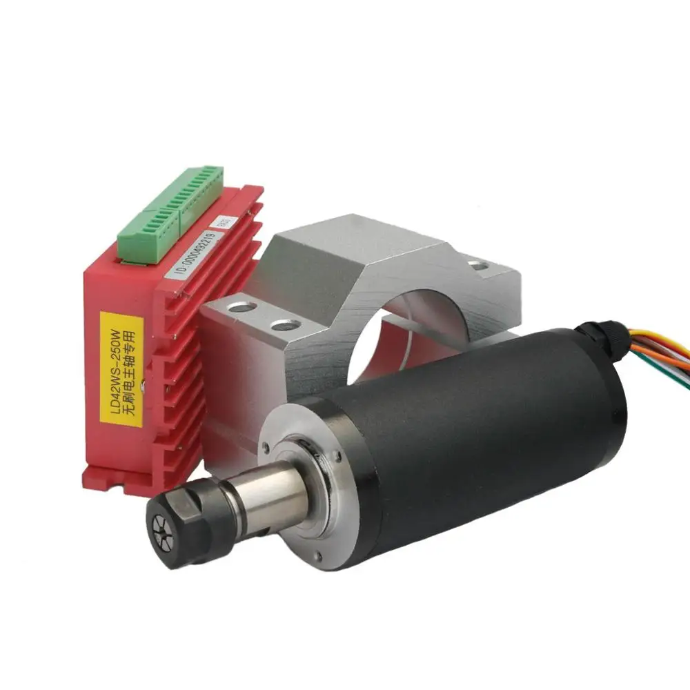 250w ER11 12000rpm Brushless DC spindle motor&MACH3 driver&mount bracket  Electric spindle high speed brushless spindle motor