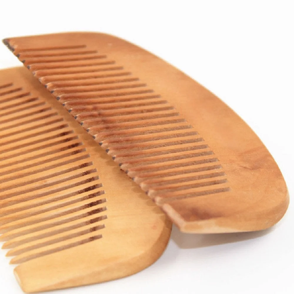 

1pc Natural Peach Solid Wood Comb Close Teeth Anti-static Head Massage Comb Beard Hair Care Wooden Tool Beauty Accessories