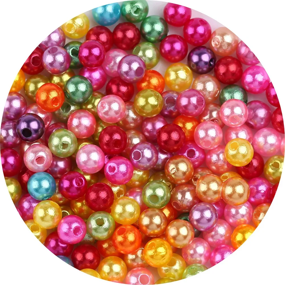 4/6/8/10mm Colorful ABS Imitation Pearls Round Straight Hole  Acrylic Beads For for Jewelry Making Necklace DIY Accessories