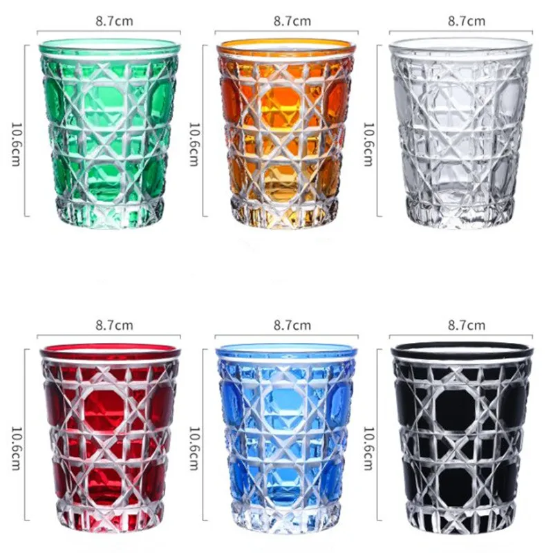 Drinking Glass Party Cup Kitchen Bar Utensils Carved Birthday Present/Gift Nordic Style Round Blue/Green/Red/Pink 320ML