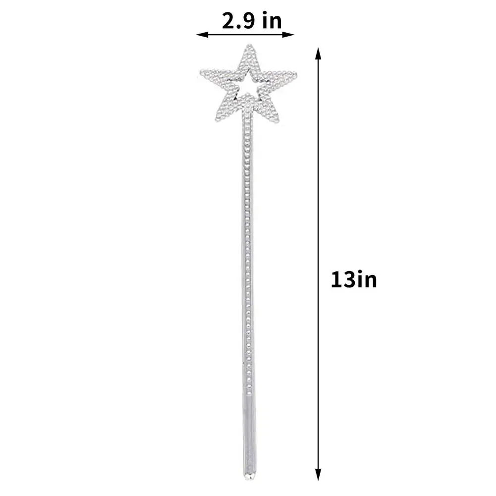 Fairy Wand 13 Inches Golden Silver Angel Star Magic Wand Five-Pointed Star Princess Magic Fairy Cane For Girls Stage Elf Cost