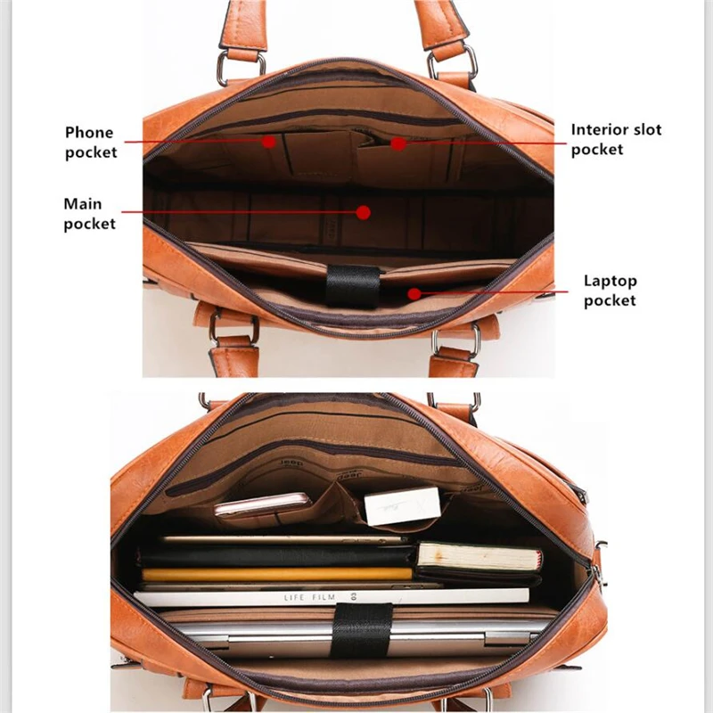 JEEP BULUO Men Big Size Briefcase Bags For 15 inches Laptop Split Leather Business Handbag Male Shoulder Travel Bag office