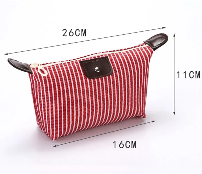 Women\'s Portable Foldable Striped Travel Large Capacity Dumpling Cosmetic Canvas Waterproof  Wash Storage Bag ,Drop Shipping