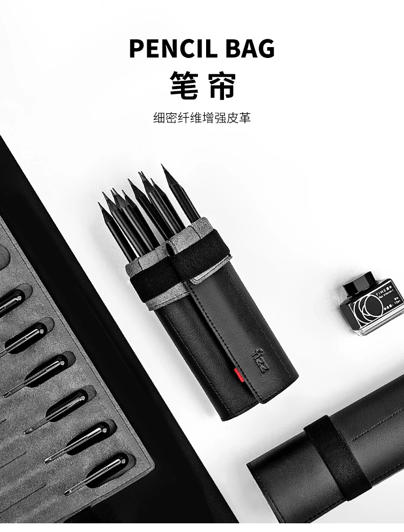 Youpin الفوران حجم قلم رصاص حقيبة متعددة الأغراض 8 حفرة قلم رصاص حالة خمر الجلود القلم حقيبة كتلة القلم الإبداعية بسيطة القرطاسية