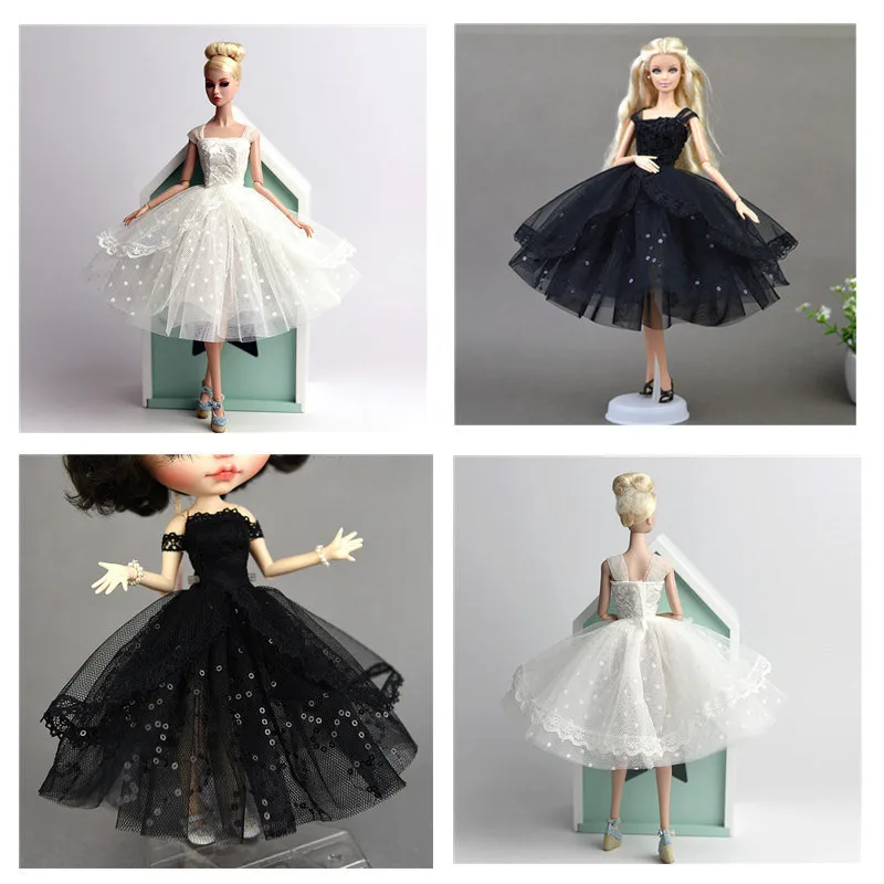 Abito di moda nero blythe Doll abito da principessa in pizzo abito da ballo per Barbie 1/6 BJD SD Doll Dress Up accessori