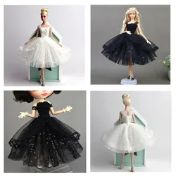 Black Fashion Dress Blyth Doll Lace Princess Dress Prom Dress For Barbie 1/6 BJD SD Doll Dress Up Accessories