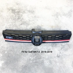 Front Center Grille Black Chrome Red ABS Radiator Hood Upper meshed Grill For Volkswagen VW Golf MK7 7.5 2018-2019