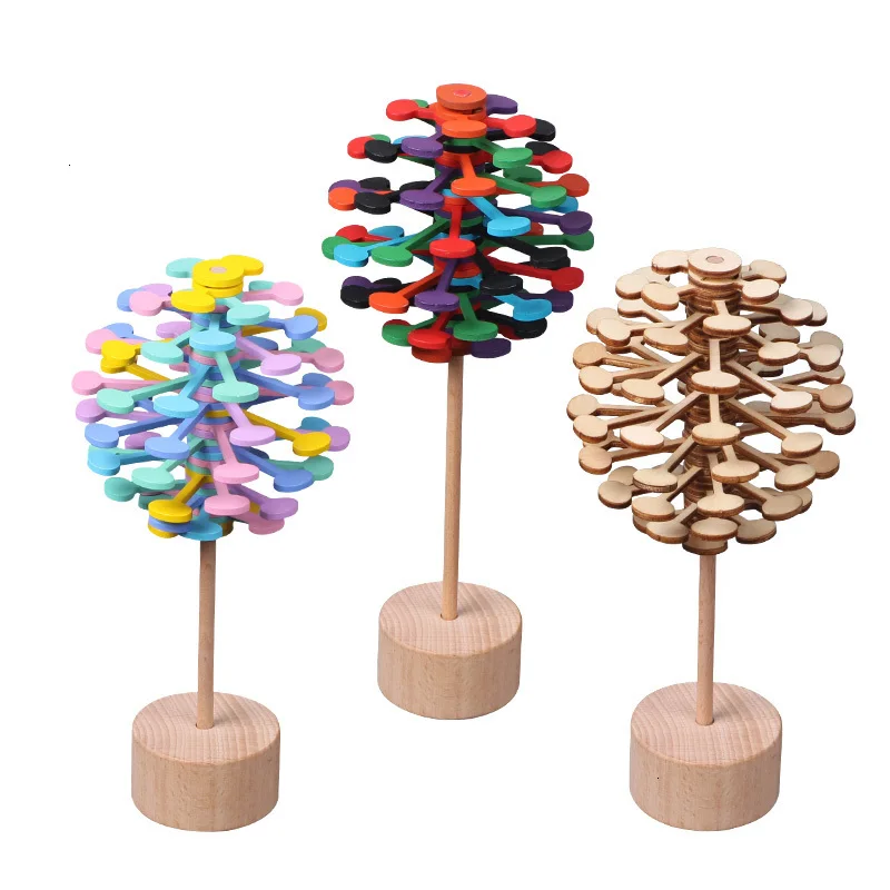 Creativity Helicone Rotating Lollipop Wooden Toys For Children Adult Home Office Stress Relief Art Decoration Spinner Toy Gift