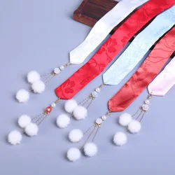 Chinese Style Hairball Ribbon Headband Girl Hanfu Hairball Tassel Hair Ribbon Ancient Dress Butterfly End Hair Rope Headdress