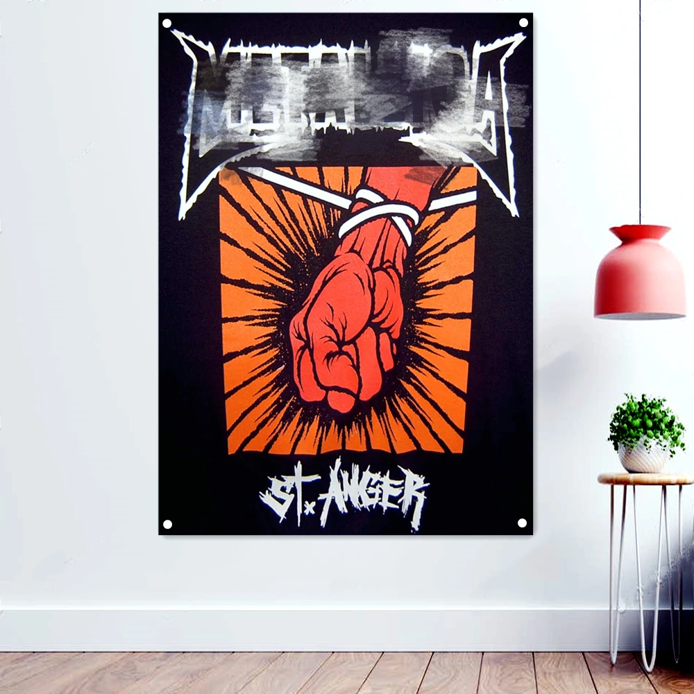 

Heavy Metal Band Icon Flags Tapestry Rock Music Poster Canvas Painting Wall Chart Skull Tattoos Art Hanging Wloth Wall Decor A1