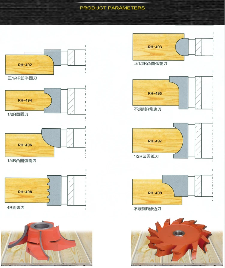 1/4 arc Spiral Wood Planer Thickness Jointer Shaper Cutters Woodworking Tool for Moulder Machine