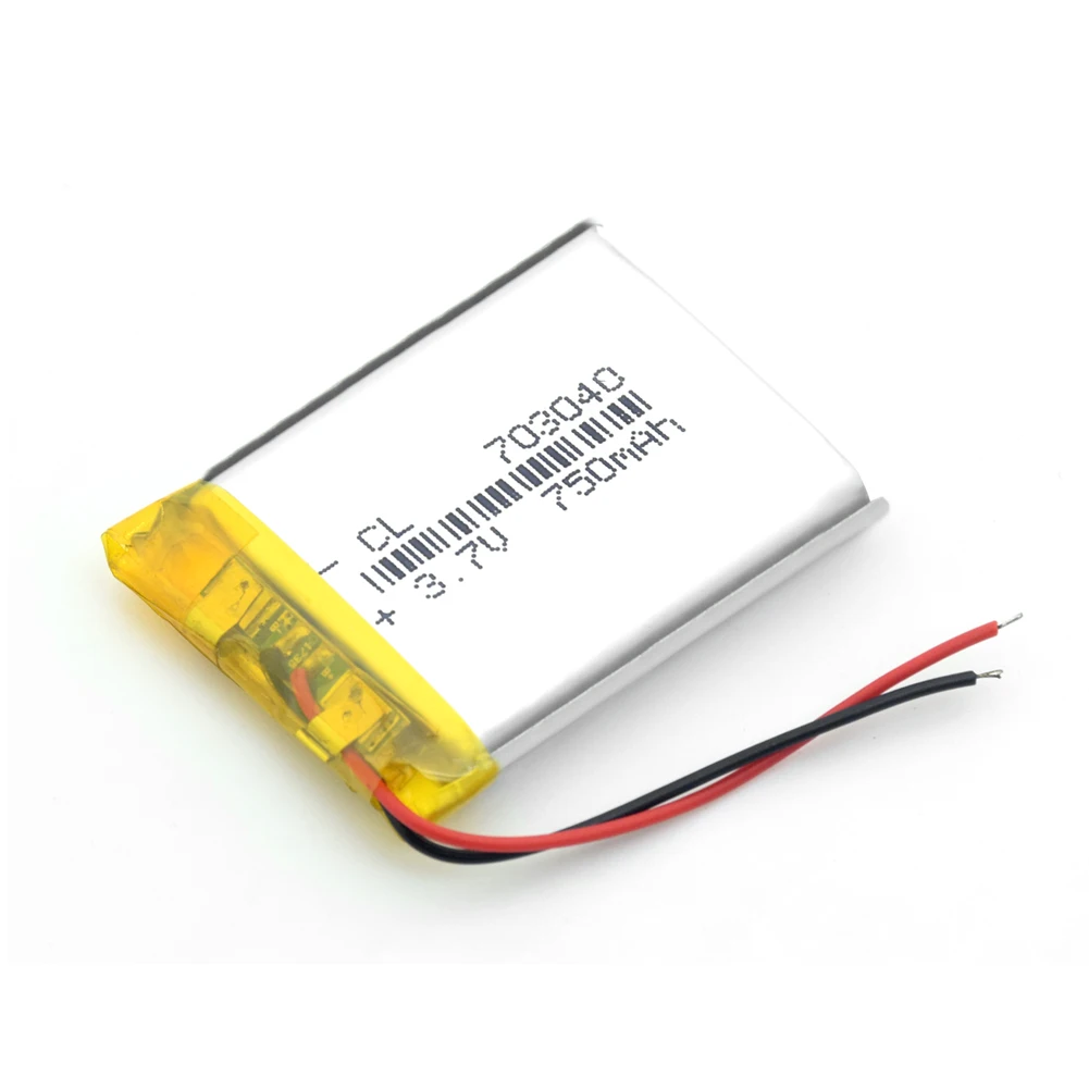 3.7V 750mAh Li-Po Lithium Cell Battery 703040 Rechargeable Lipolymer Batteries for Led Lamp Recorder DVD PAD